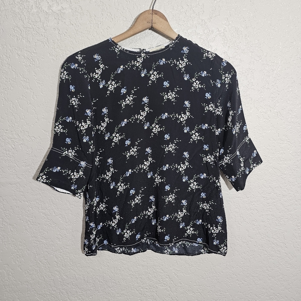 Malene Birger Silk Blend Floral Print Top